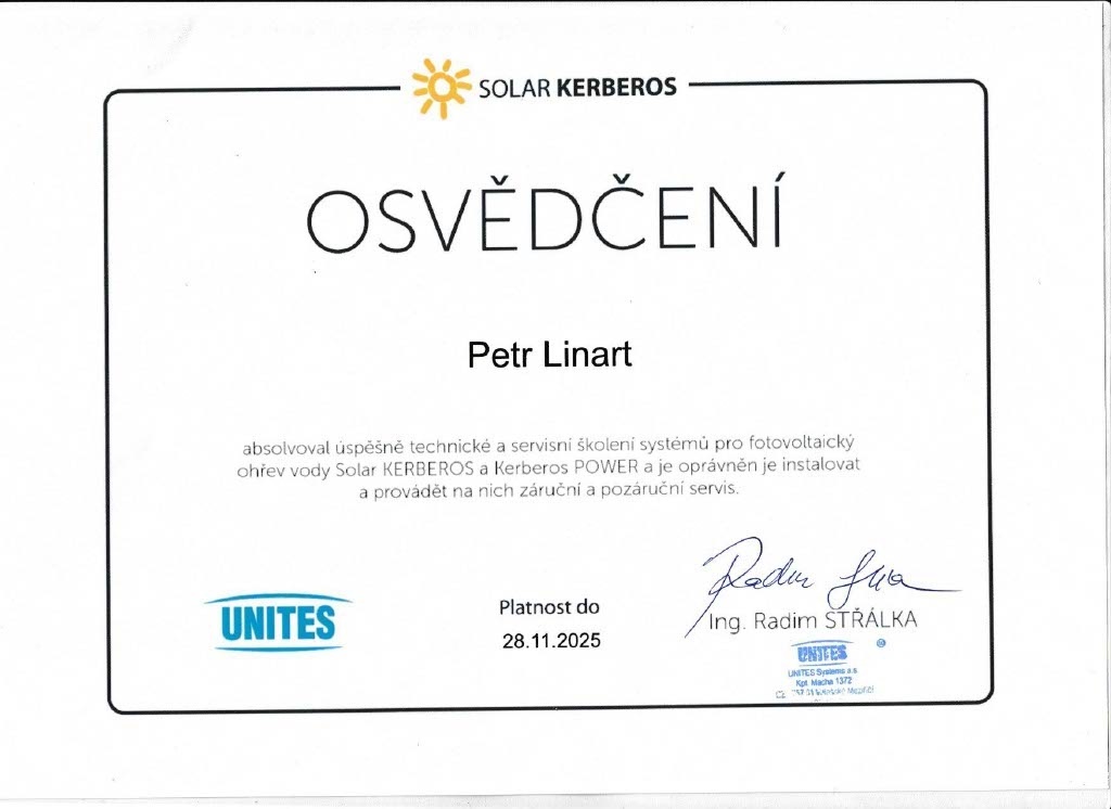 Certifikát č. 11 — Elektrostav LP s.r.o.